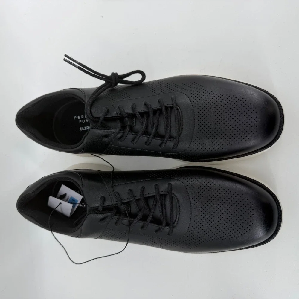 Perry Ellis Portfolio Mens Black Perforated Dress Sneakers Ultra Foam 13 1904710